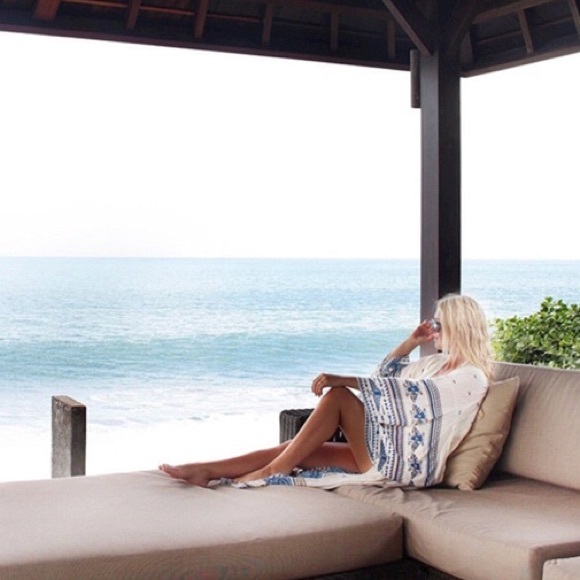 SOLD OUT Blue Aztec Sheer Chiffon Beach Wrap Coverup - Picture 4 of 4